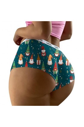 Mymyguoe Lingerie pour femme - Culotte hipsters - String - Sous-vêtements de Noël - Couple - Look partenaire - Culotte bonhom