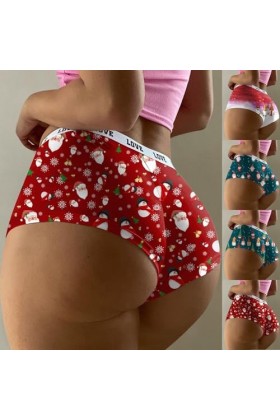 Mymyguoe Lingerie pour femme - Culotte hipsters - String - Sous-vêtements de Noël - Couple - Look partenaire - Culotte bonhom