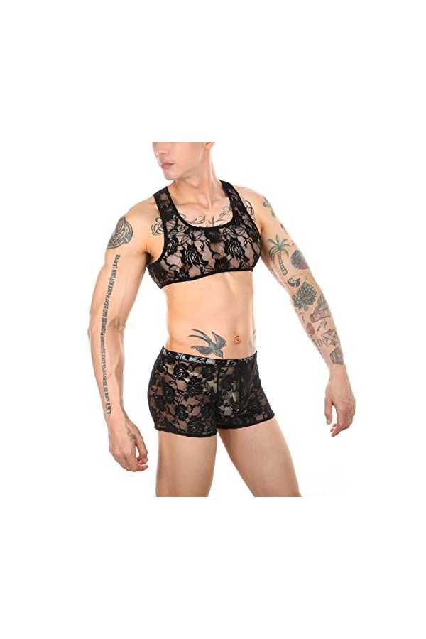 Lingerie érotique pour homme - Lingerie sexy pour homme - Slip en dentelle pour homme - Vêtements amusants - Ceinture serrée 