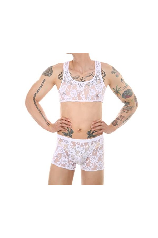Lingerie érotique pour homme - Lingerie sexy pour homme - Slip en dentelle pour homme - Vêtements amusants - Ceinture serrée 