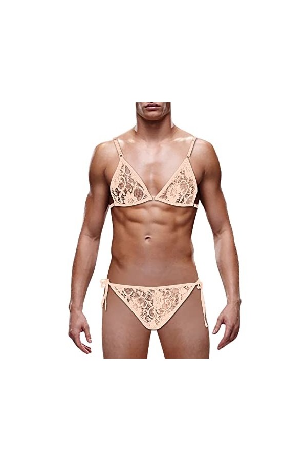 Lingerie érotique pour homme - Lingerie sexy pour homme - Slip en dentelle pour homme - Vêtements amusants - Ceinture serrée 
