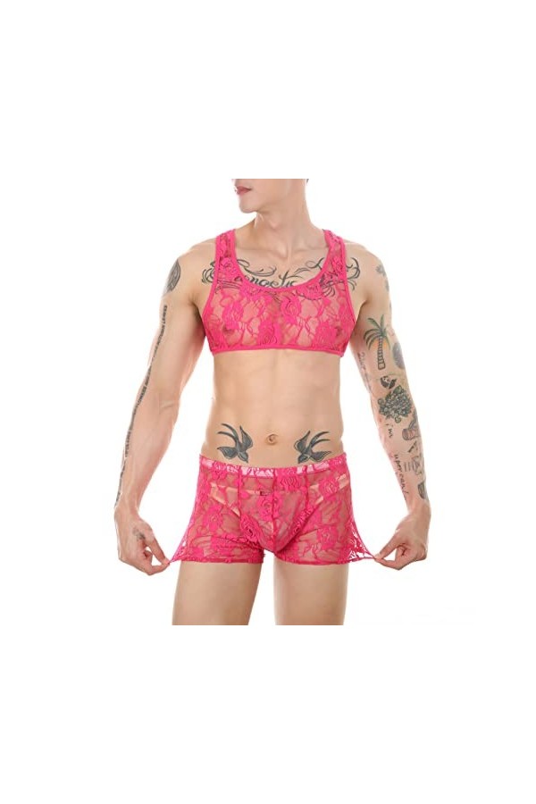Lingerie érotique pour homme - Lingerie sexy pour homme - Slip en dentelle pour homme - Vêtements amusants - Ceinture serrée 