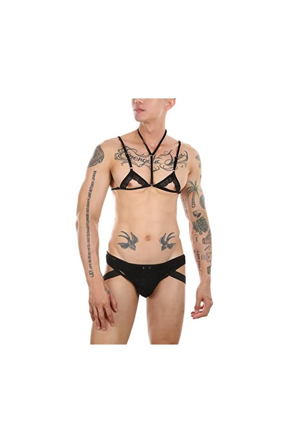 Lingerie érotique pour homme - Lingerie sexy pour homme - Slip en dentelle pour homme - Vêtements amusants - Ceinture serrée 