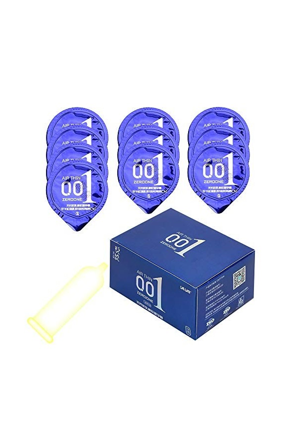 iTimo Lot de 10 préservatifs ultra fins en latex naturel pour homme 0,01 mm