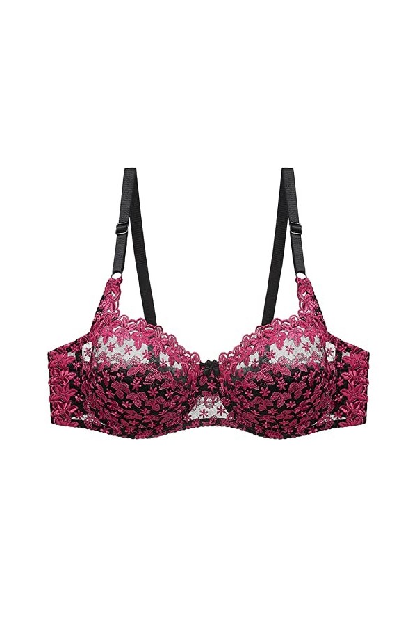HANXIULIN Soutien-gorge en dentelle sans coutures pour femme - Soutien-gorge légèrement rembourré - Soutien-gorge à armatures