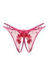 SUPTTING Culotte Thong à Taille Basse Sexy pour Femme, Broderie de Fleurs, Maille Transparente, sous-Vêtements Ouverts à l’En