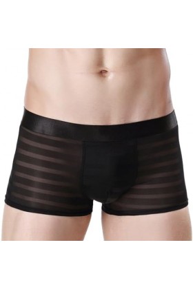 Mymyguoe Boxer pour homme en soie glacée - Sous-vêtements en maille transparente - Rétro - Respirant - Boxer en U convexe - D