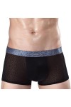 Mymyguoe Boxer pour homme en soie glacée - Sous-vêtements en maille transparente - Rétro - Respirant - Boxer en U convexe - D