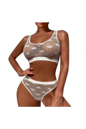 Womens Sexy Lingerie, Funny Midnight Glamour Fashion Color Love Through Pattern Ensemble De Lingerie Naughty for Her Lingerie