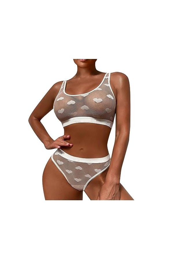 Womens Sexy Lingerie, Funny Midnight Glamour Fashion Color Love Through Pattern Ensemble De Lingerie Naughty for Her Lingerie