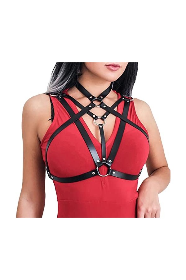 Ncenglings Bustier Plume Blanc Ceinture Sexy à lanières pour Femmes, décoration de Bondage, Ceinture de Corps Sexy, Accessoir