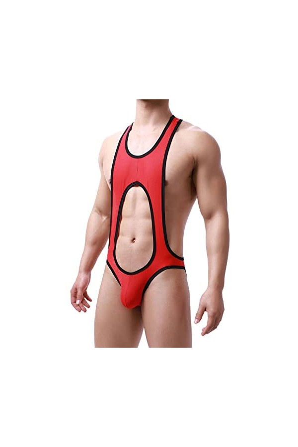 Duohropke Jockstrap Ouvert Sous-vêtements de lutte Singlet Body Straps Combinaison Maillot Leotard Sexy Mesh Vêtements de nui