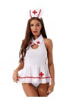 iiniim Sexy Lingerie Erotique Costume Déguisement Infirmière Femme Cosplay Nuisette Babydoll Ouverte Sous-Vêtements de Nuit C