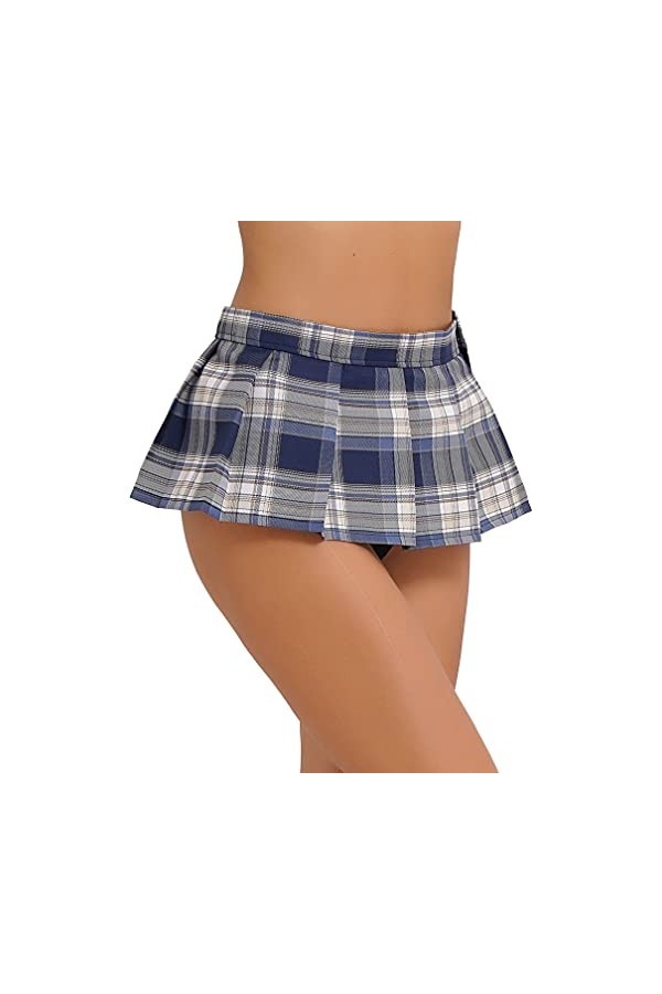 MSemis Femme Mini Jupe Plissée Plaid Sexy Schoolgirl Cosplay Lingerie Sexy Déguisement Étudiante Écolière Japonaise Uniforme 