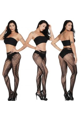 MEGAHERZ Bas à mailles évidées en dentelle de tatouage vintage Bas à mailles pour femmes Petit collant à mailles pour enfants