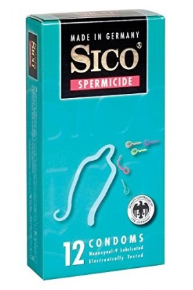 SICO Spermicide préservatifs - avec revêtement spermicide - latex de caoutchouc naturel - emballé individuellement dans une b