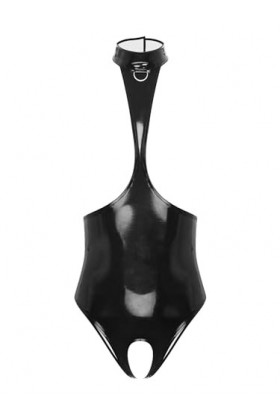 Kaerm Body Sexy Femme Dentelle Combinaison Latex Ouvert Entrejambe par Zip Lingerie Coquine Bustier Harnais Poitrine Décollet