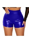 Boxer en cuir pour femme - Latex brillant - Pantalon en cuir - Avec fermeture - Aspect filet - Noir - Effet mouillé - Sous-vê