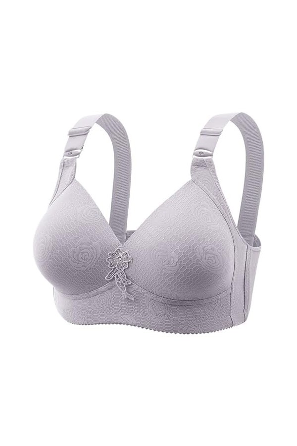 HANXIULIN Soutien-gorge pour femme, sans rembourrage, à armatures, pour tous les jours, avec armatures et dentelle, lilas, 3X