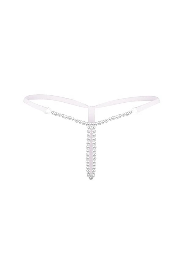 SUPTTING Culotte String et Thong en Perles Sexy pour Femme, sous-Vêtements à Taille Basse Solide