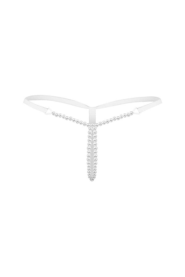 SUPTTING Culotte String et Thong en Perles Sexy pour Femme, sous-Vêtements à Taille Basse Solide