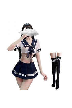 SINROYEE Ensemble de lingerie sexy pour femme avec chaussettes - - L 54/68 kg 