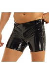 Duohropke Boxer effet mouillé pour homme - Brillant - En cuir verni - Sous-vêtements érotiques, 02 noir., XXL