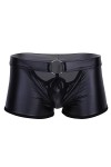 Duohropke Boxer effet mouillé pour homme - Brillant - En cuir verni - Sous-vêtements érotiques, 02 noir., XXL