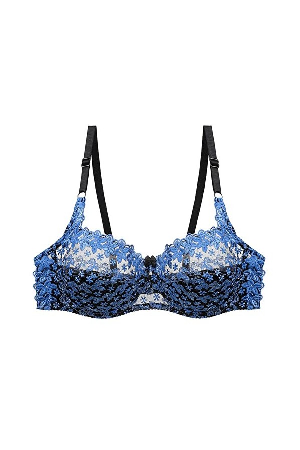 HANXIULIN Soutien-gorge en dentelle pour femme - Bustier - Demi-rembourré - Confortable - Soutien-gorge à armatures - Rembour