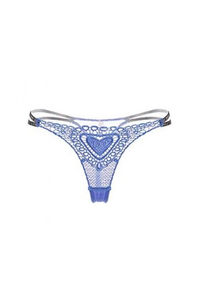 ZHIYU Sous-vêtements, culottes, bas brodés, sous-vêtements floraux, pour femmes, en maille filet, bleu, taille unique