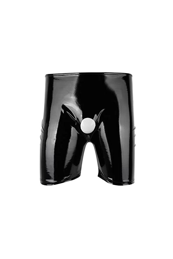 Gefomuofe Short pour homme effet mouillé - Sous-vêtement en latex - Aspect laqué - Effet mouillé - Sexy - Sous-vêtements pour