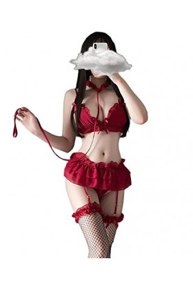 SINROYEE Ensemble de lingerie sexy pour femme avec soutien-gorge et culotte en dentelle, Rouge, taille unique