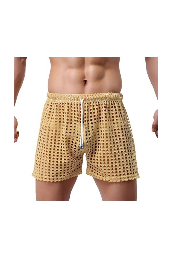 Mymyguoe Boxer pour homme - Sous-vêtements en maille - Collants en maille - Sous-vêtements courts transparents - Sous-vêtemen