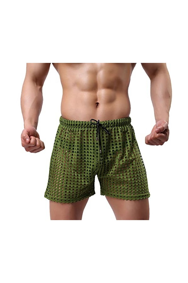 Mymyguoe Boxer pour homme - Sous-vêtements en maille - Collants en maille - Sous-vêtements courts transparents - Sous-vêtemen