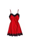 Lingerie sexy pour femme - Lingerie sexy pour femme - Robe de nuit en dentelle, rouge vin, Large