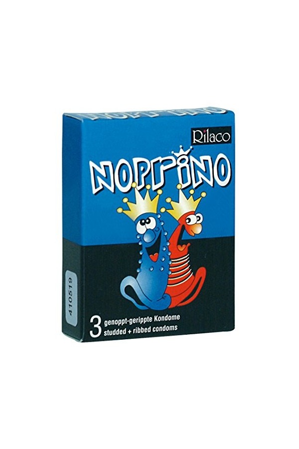 Rilaco Noprino Lot de 3 préservatifs roses avec nervures et picots