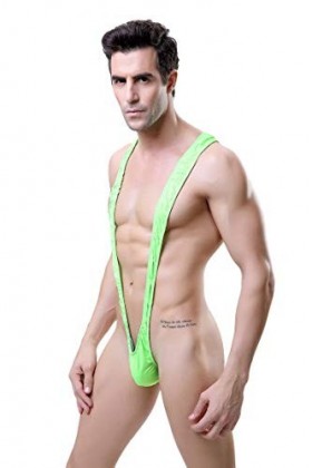 MEGAHERZ Mens Erotic Lingerie V-Shaped Bodysuit Sexy Mens Erotic Underwear Vert 