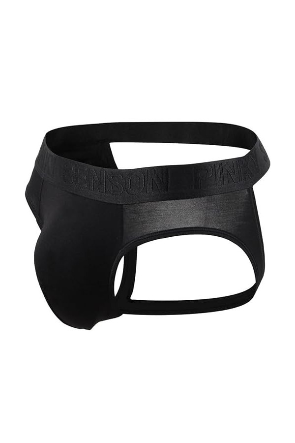 MEGAHERZ Double Butt Pants Modal Low Waisted Exposed Hip U Convex Panties Solid Colour Gris,XL 