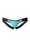 MEGAHERZ Mens Personalised Double Thong Sexy Thong Front Bump Pants Ice Silk Erotic Underwea Vert Fluo,XXL 