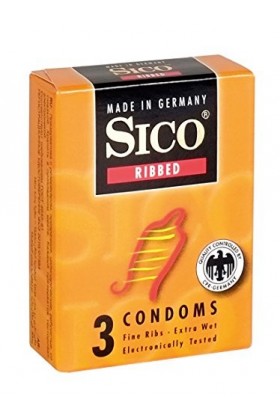 SICO Ribbed préservatifs - avec de fines rainures pour une stimulation accrue du partenaire -latex de caoutchouc naturel - em