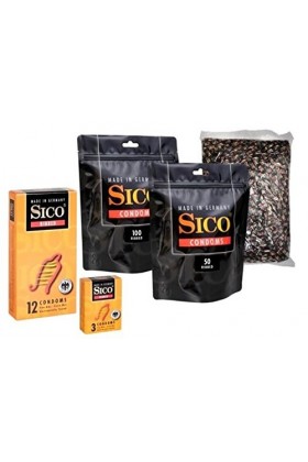 SICO Ribbed préservatifs - avec de fines rainures pour une stimulation accrue du partenaire -latex de caoutchouc naturel - em