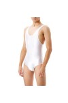 Body pour homme effet mouillé en cuir verni - Combinaison courte - Coupe haute - Combinaison Clubwear - Effet mouillé - Cuir 