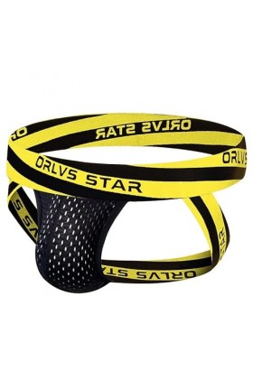 MEGAHERZ String pour Hommes Sexy Creux Taille Basse Erotique Grande Pochette Jaune,M 