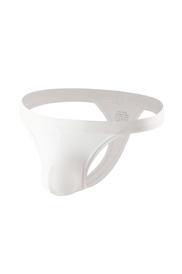 MEGAHERZ T-Shape en Soie glacée Transparente pour Hommes Short dété érotique pour Hommes Plus Size Blanc,L 