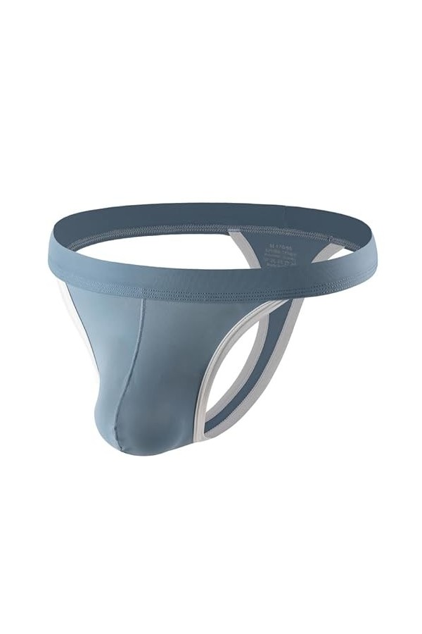 MEGAHERZ T-Shape en Soie glacée Transparente pour Hommes Short dété érotique pour Hommes Plus Size Bleu,M