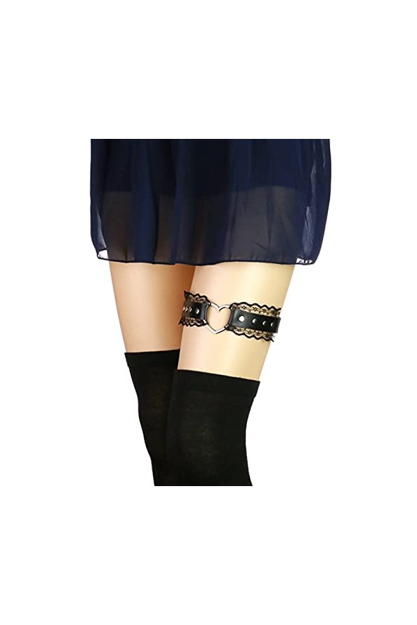 Lot de 2 porte-jarretelles réglables en dentelle en forme de cœur pour femme