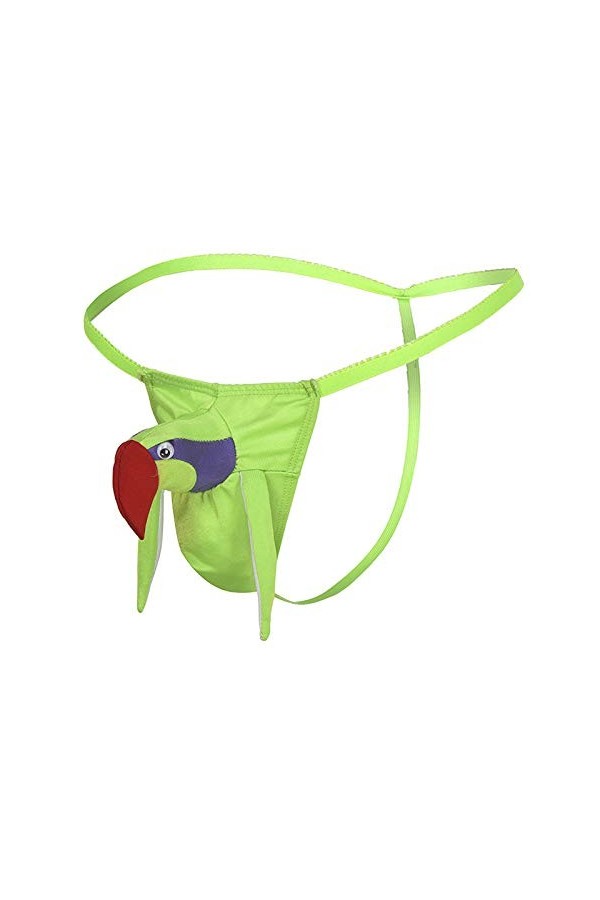 MEGAHERZ sous-vêtements Sexy pour Hommes String Jouer à la Bite sous-vêtements érotiques Tête doiseau Pantalon T Vert 