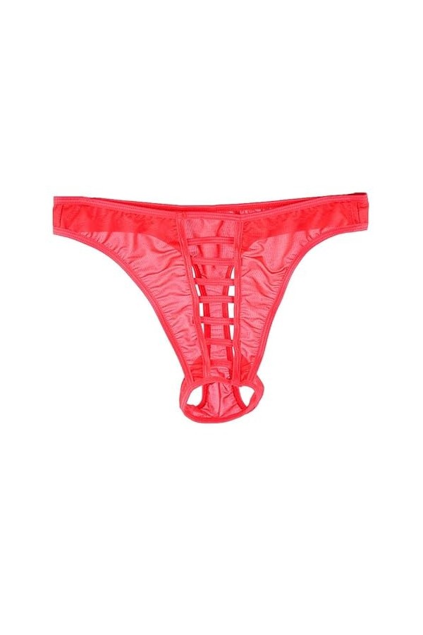 MEGAHERZ Culotte érotique String en Maille pour Homme Ouverture Transparente Ultra-Fine Culotte Sexy Creuse pour Homme Noir 