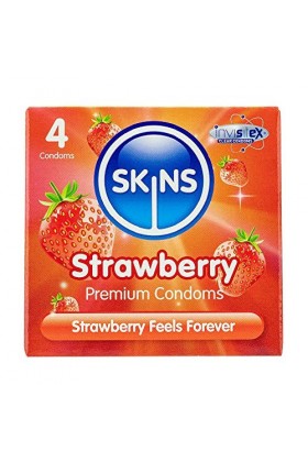 Skins Sexual Health Multipack de préservatifs aromatisés à la fraise. Aucune odeur de latex et lubrification supplémentaire p
