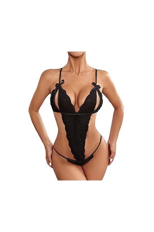 sous Vêtements Femme Sexy Hot, Femmes Noir Dentelle Sexy Ouvert Entrejambe Bas Crotchles RéSille Lingerie Lingerie Pure Linge